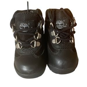 Like New TIMBERLAND Baby Hiking Boots Black Lace Up Winter Shoes Bot Girl Size 4
